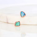 Dainty Raw Australian Opal Stud Earrings in Rose Gold