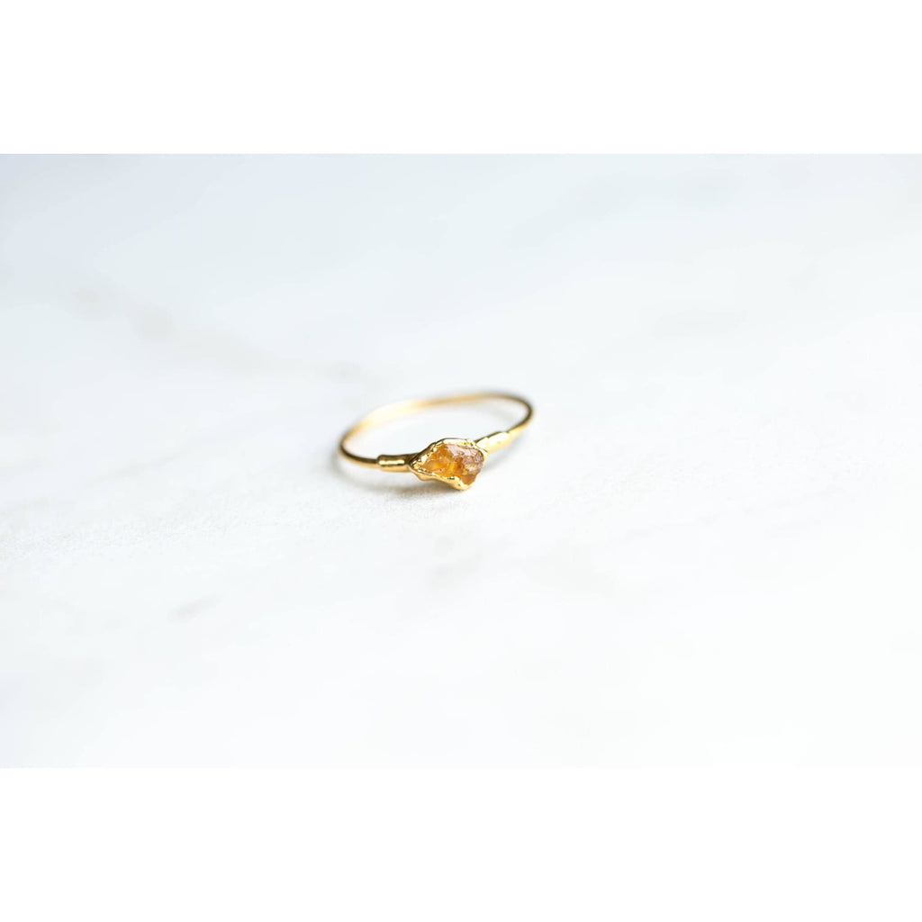 Dainty Raw Citrine Ring in Rose Gold