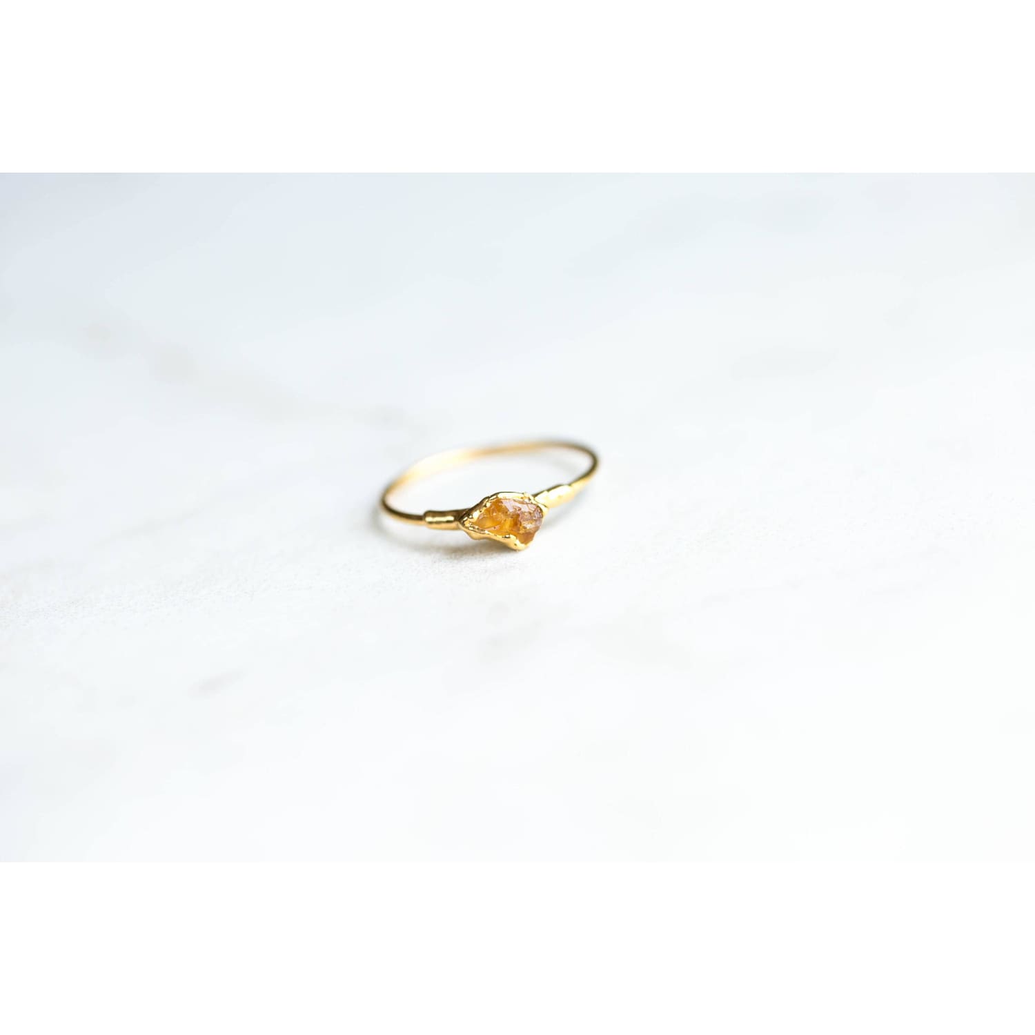 Dainty Raw Citrine Ring in Rose Gold