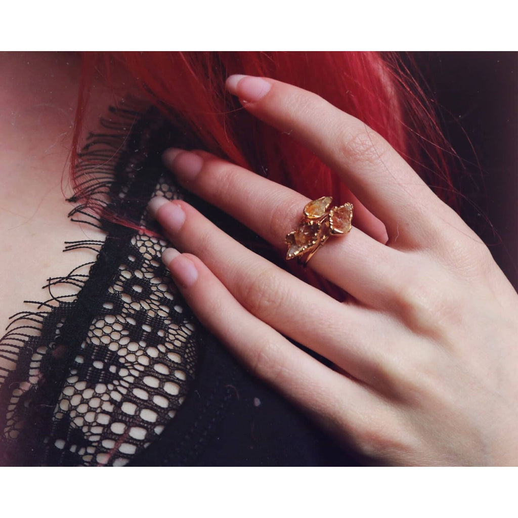 Dainty Raw Citrine Ring in Sterling Silver