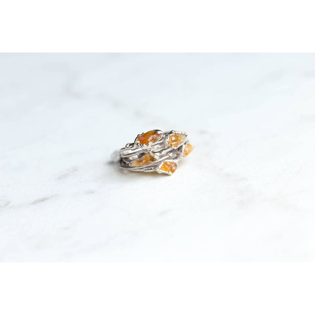 Dainty Raw Citrine Ring in Sterling Silver