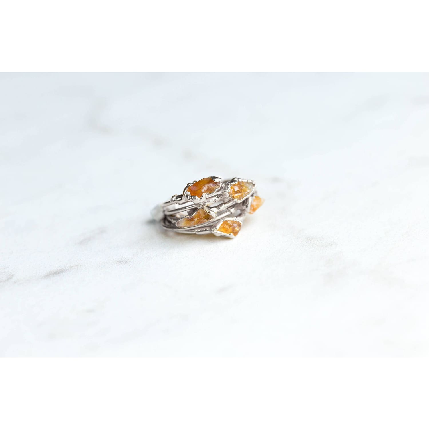 Dainty Raw Citrine Ring in Sterling Silver