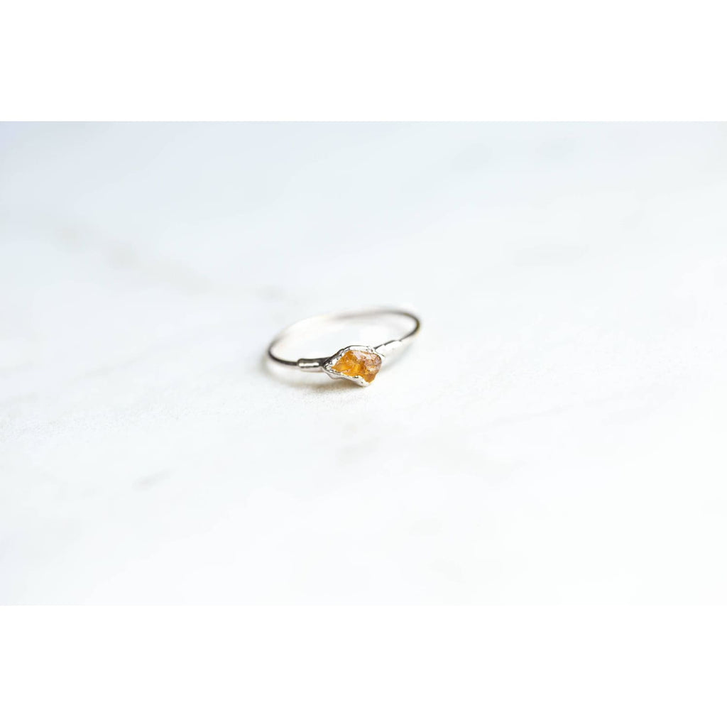 Dainty Raw Citrine Ring in Sterling Silver