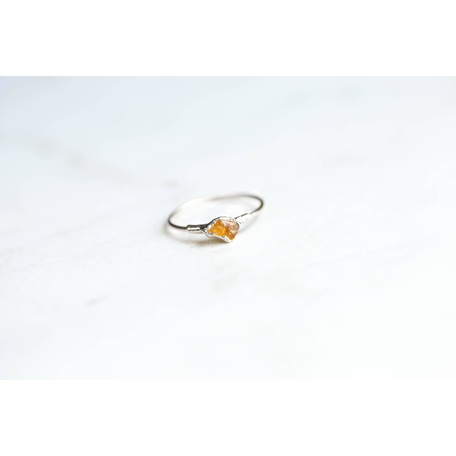 Dainty Raw Citrine Ring in Sterling Silver