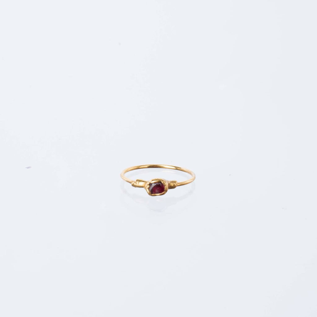 Dainty Raw Garnet Ring