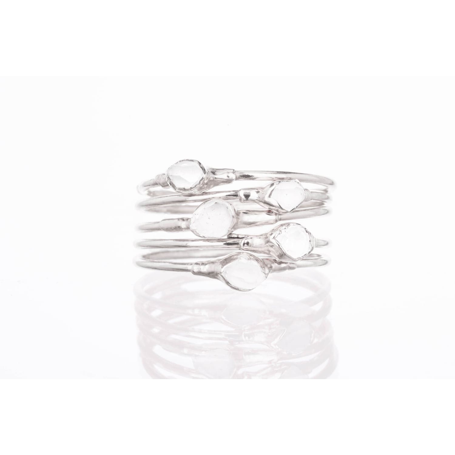 Dainty Raw Herkimer Diamond Ring in Sterling Silver