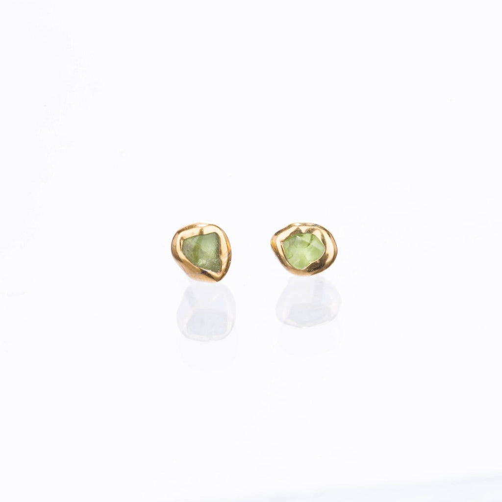 Dainty Raw Peridot Stud Earrings