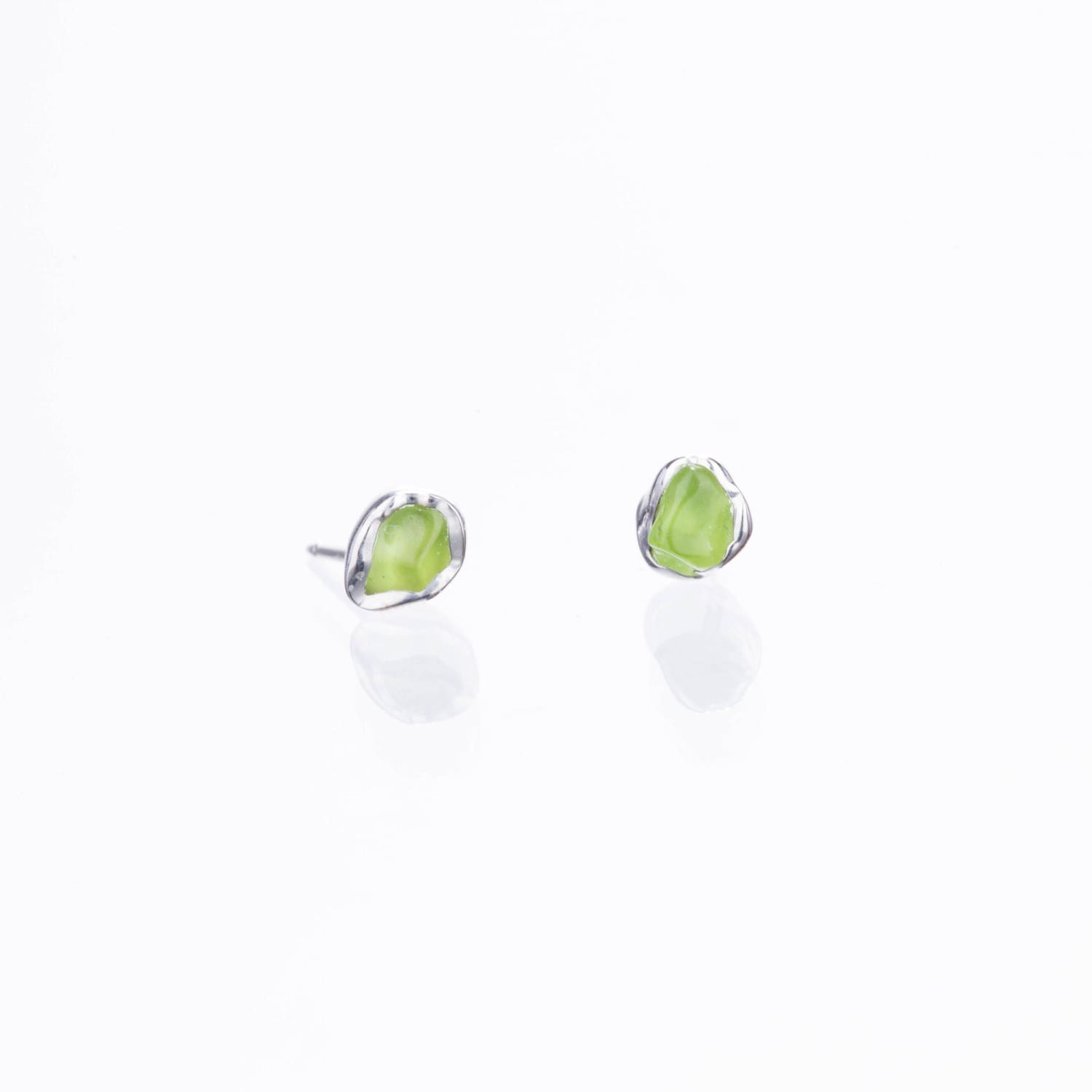 Dainty Raw Peridot Stud Earrings
