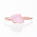 Dainty Raw Rose Quartz Ring in Rose Gold