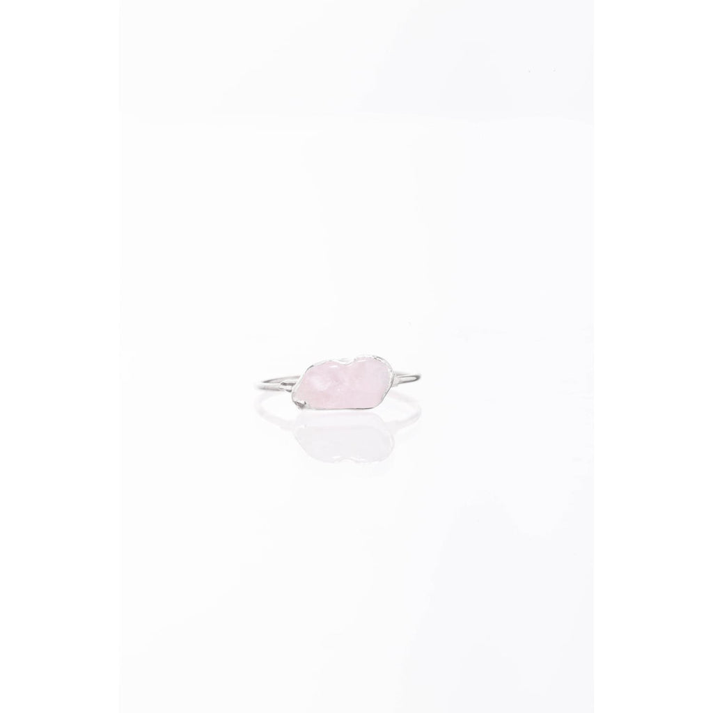 Dainty Raw Rose Quartz Ring in Sterling Silver
