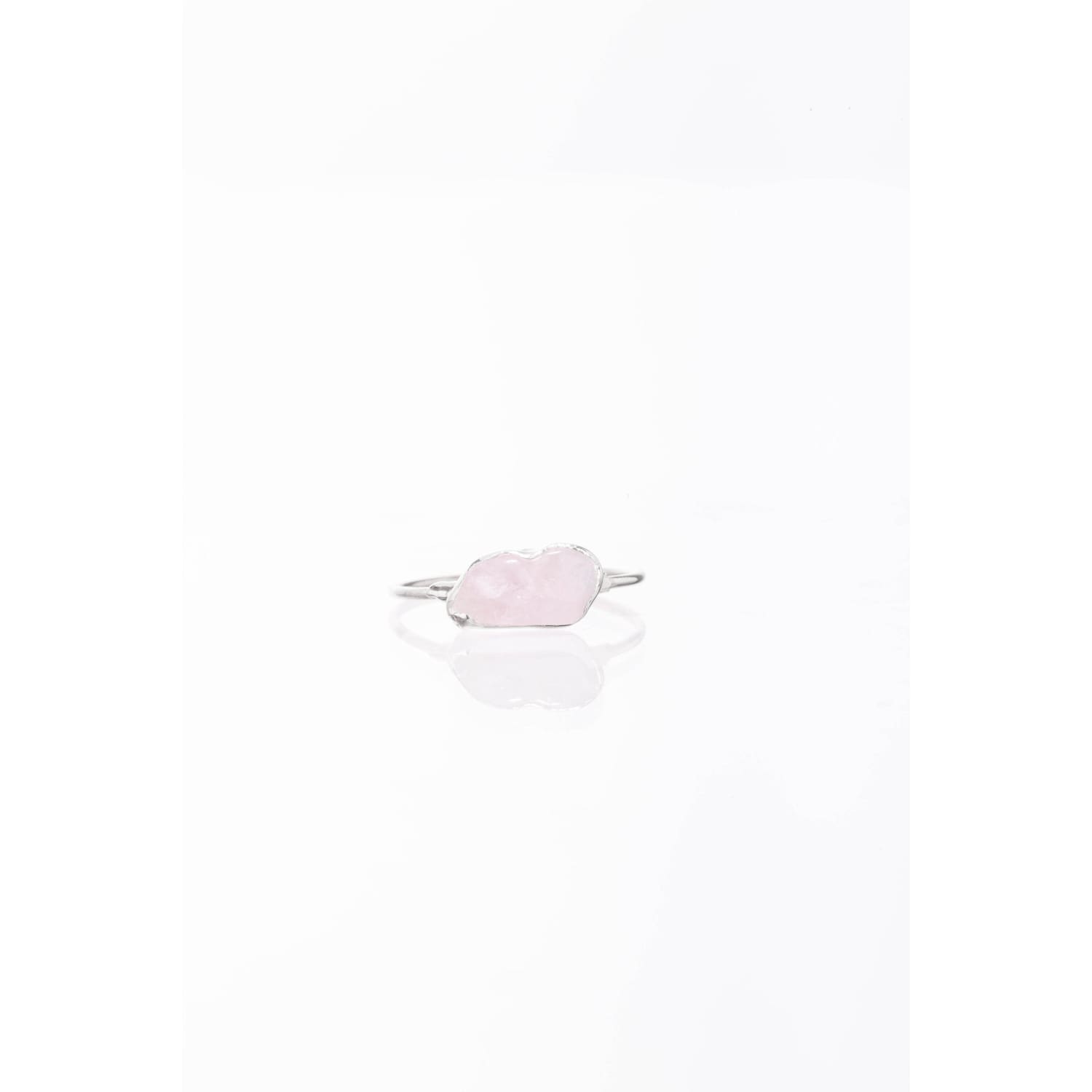Dainty Raw Rose Quartz Ring in Sterling Silver