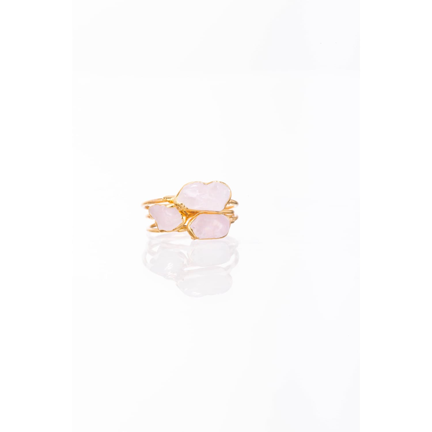 Dainty Raw Rose Quartz Ring in Yellow Gold