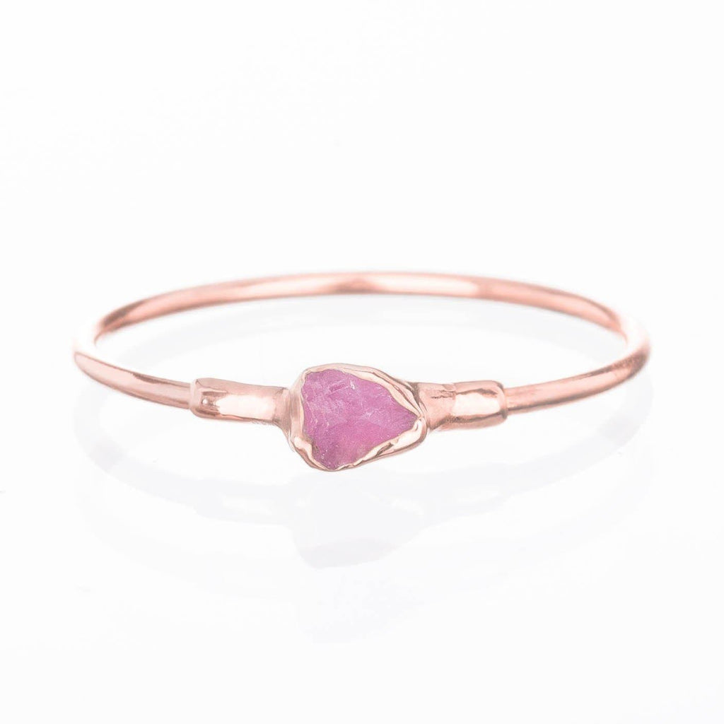 Dainty Raw Ruby Ring in Rose Gold