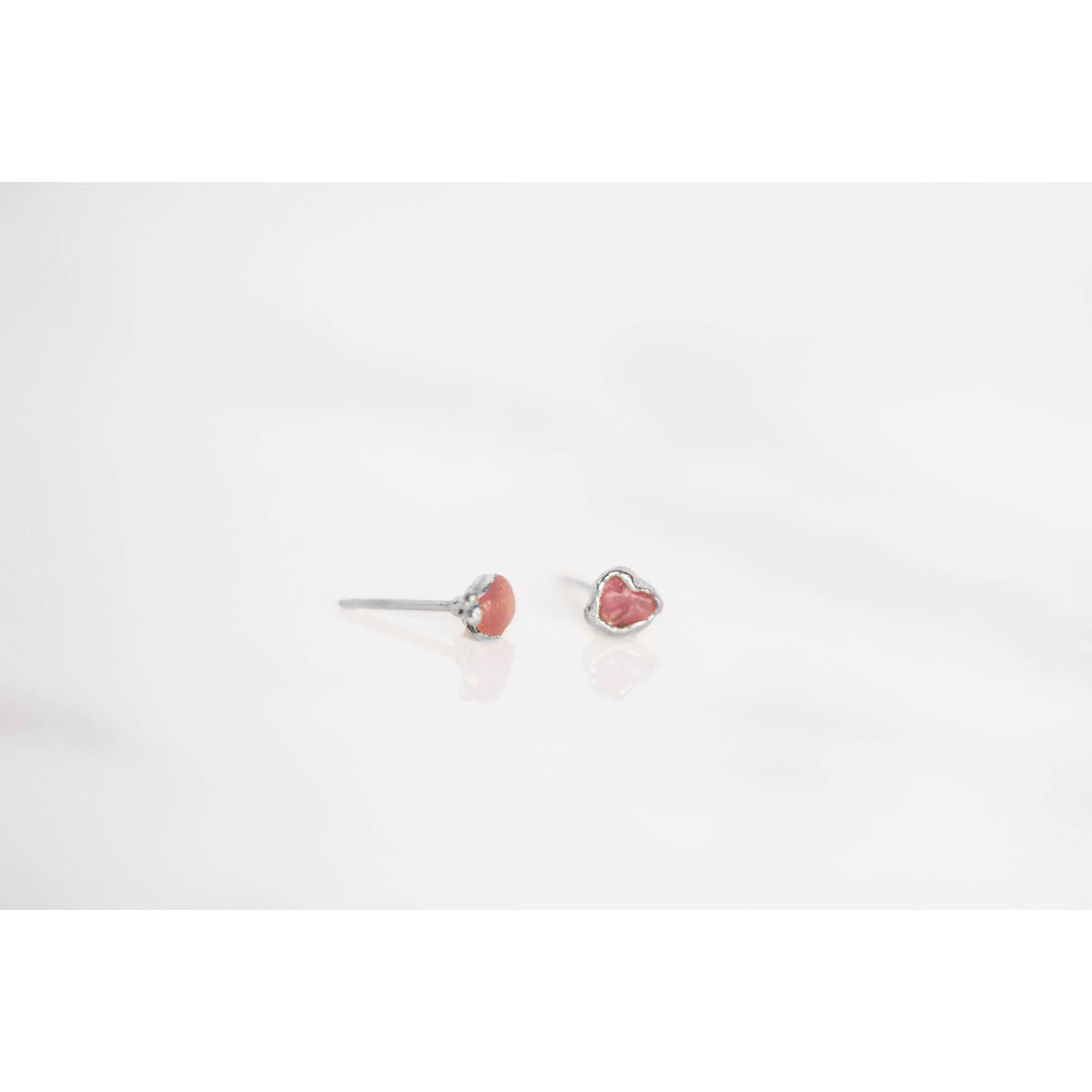 Dainty Raw Ruby Stud Earrings in Sterling Silver
