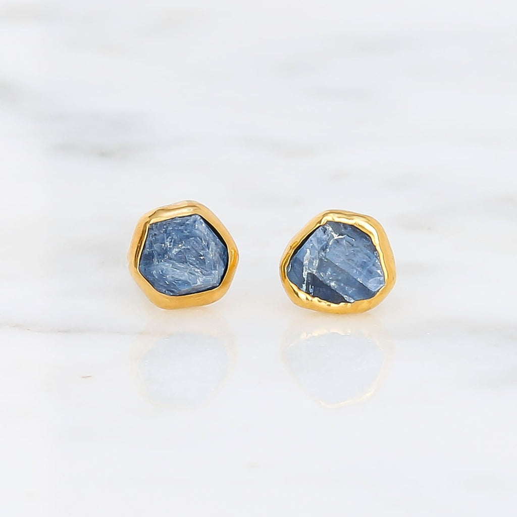 Dainty Raw Sapphire Earrings