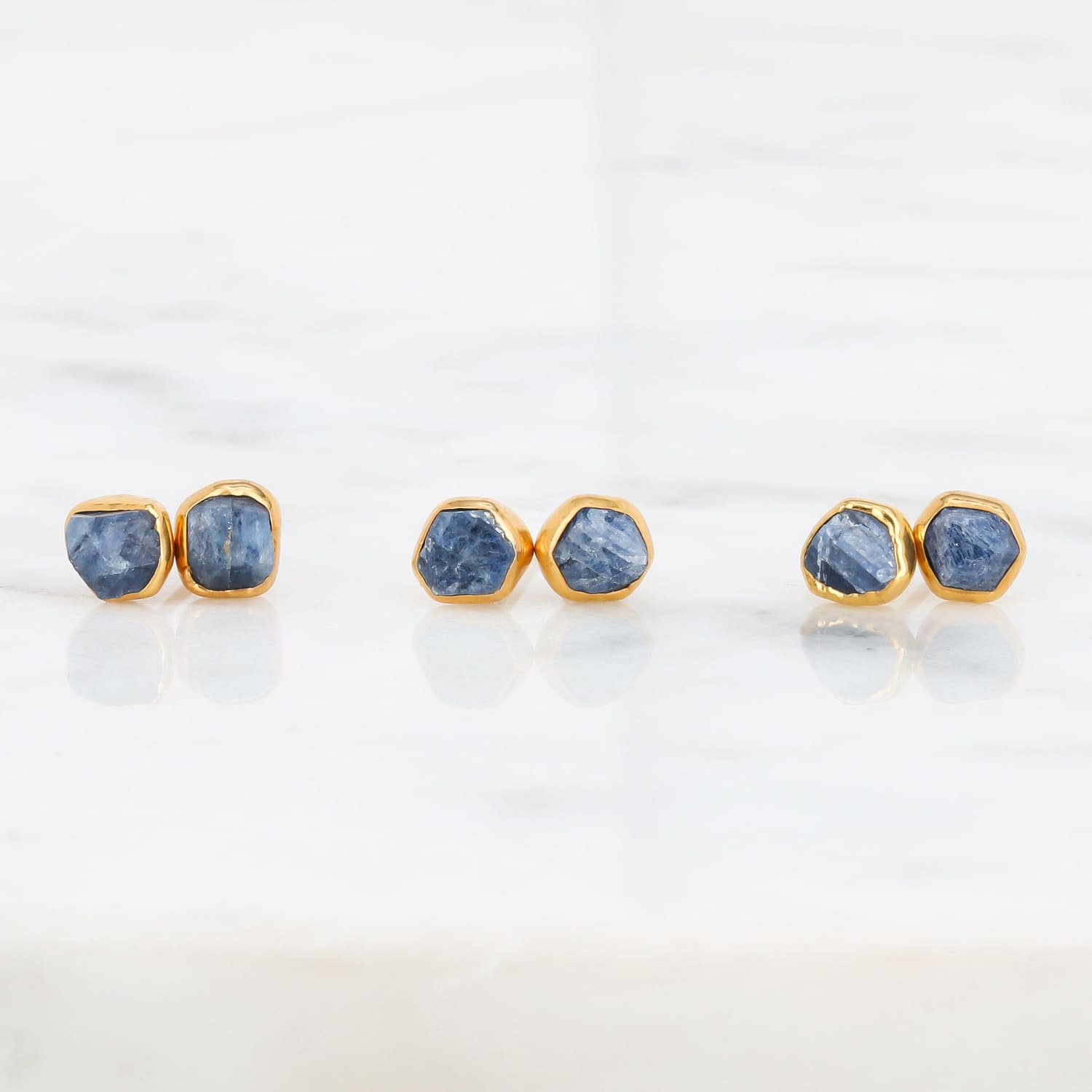 Dainty Raw Sapphire Earrings
