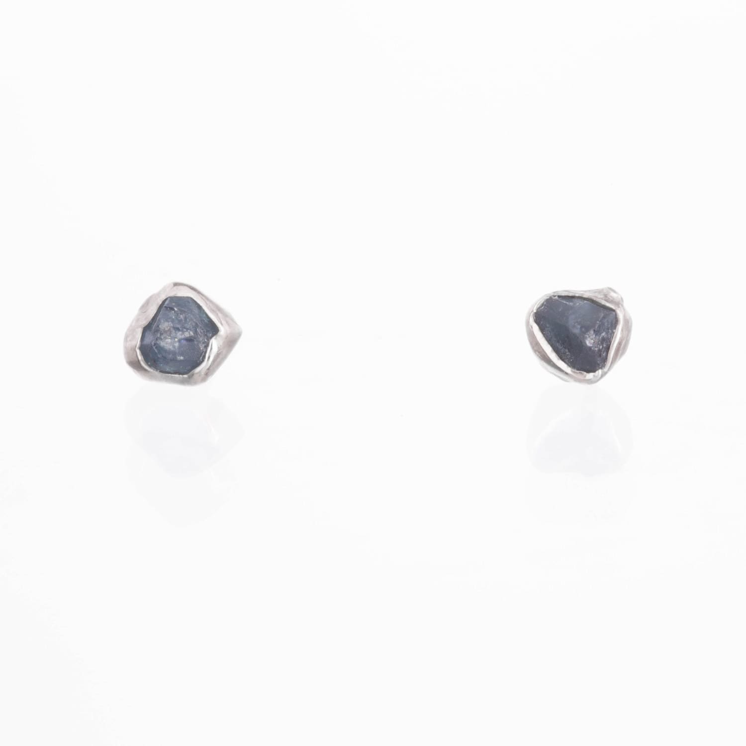 Dainty Raw Sapphire Earrings in Silver