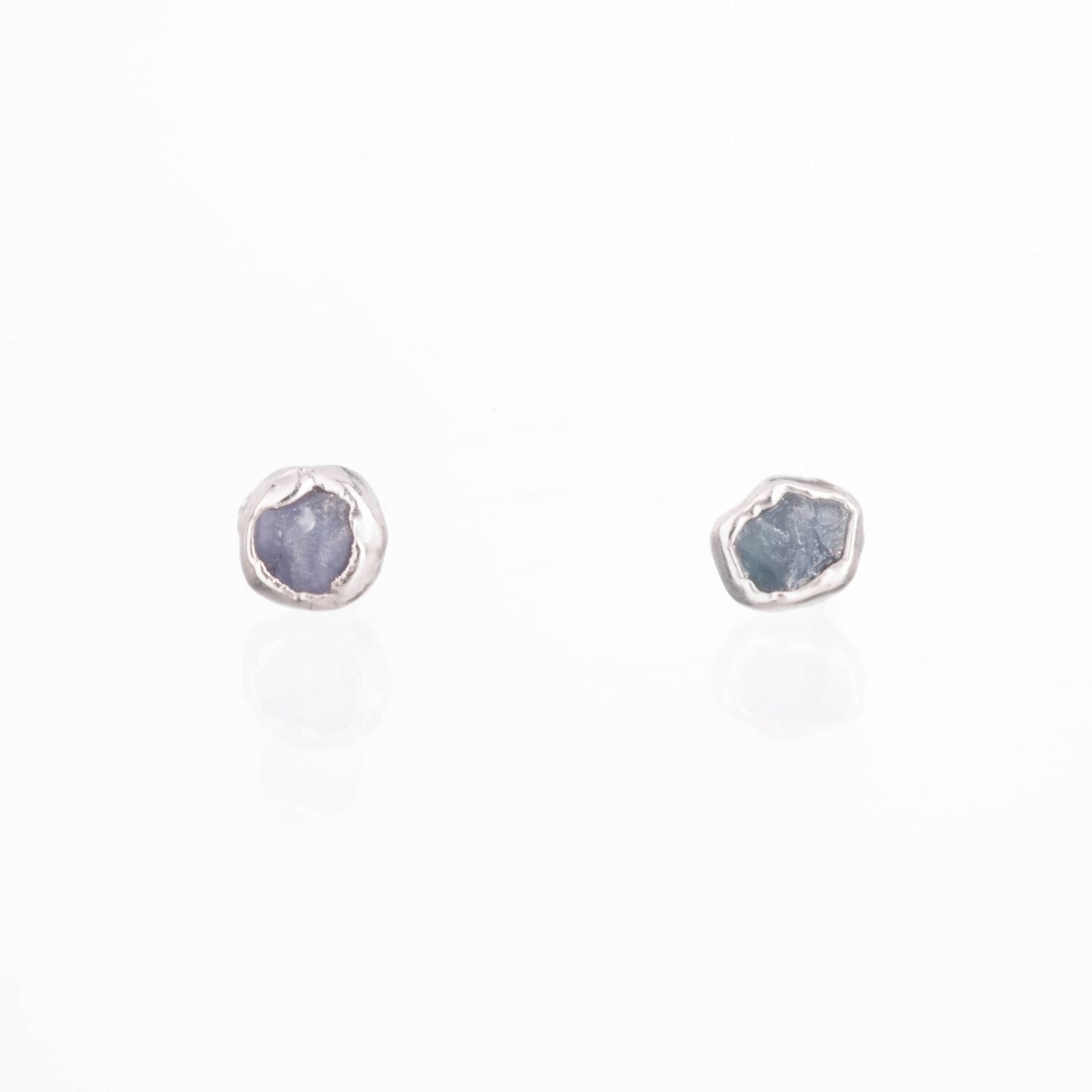 Dainty Raw Sapphire Earrings in Silver