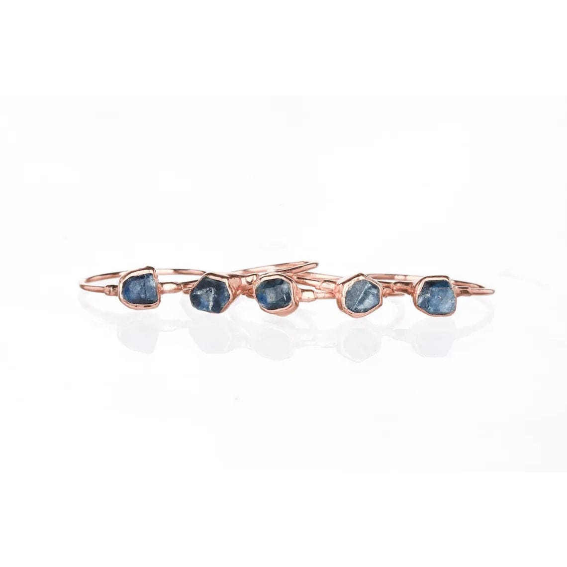 Dainty Raw Sapphire Ring in Rose Gold