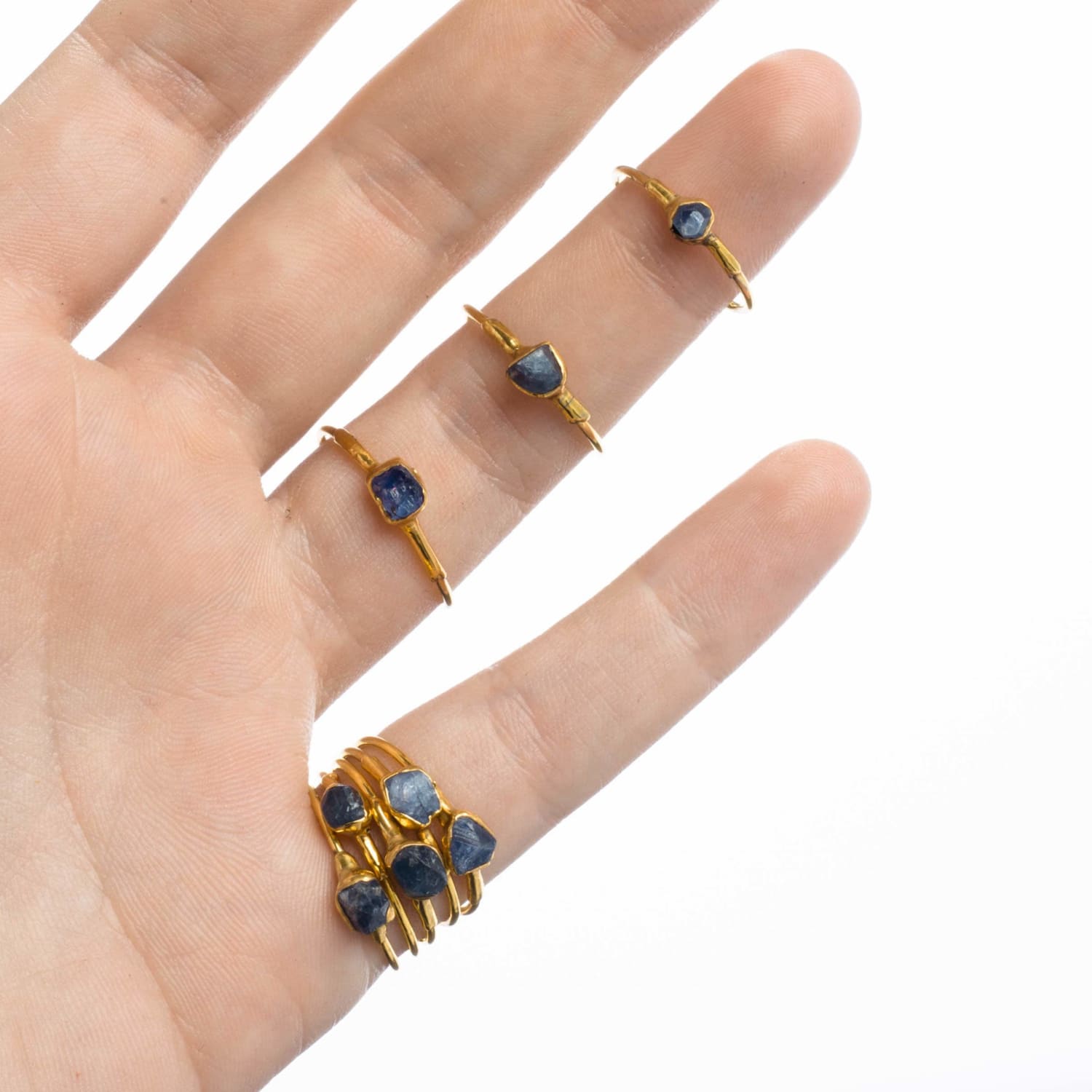 Dainty Raw Sapphire Ring in Sterling Silver
