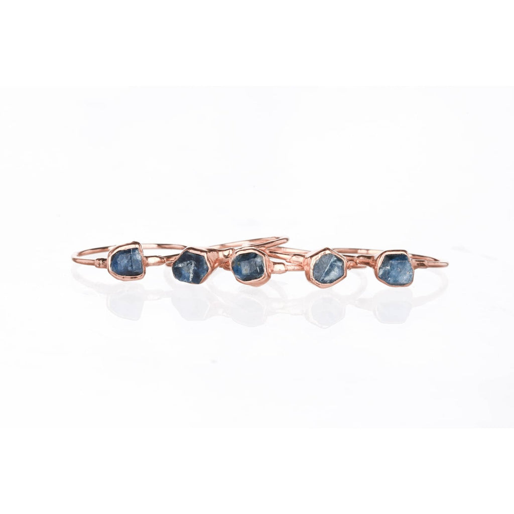 Dainty Raw Sapphire Ring in Yellow Gold