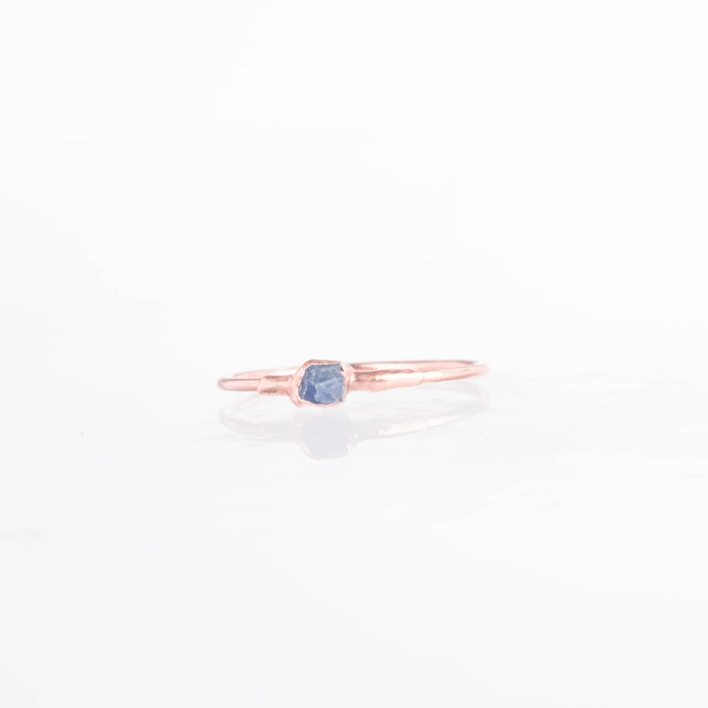 Dainty Raw Tanzanite Ring in Rose Gold