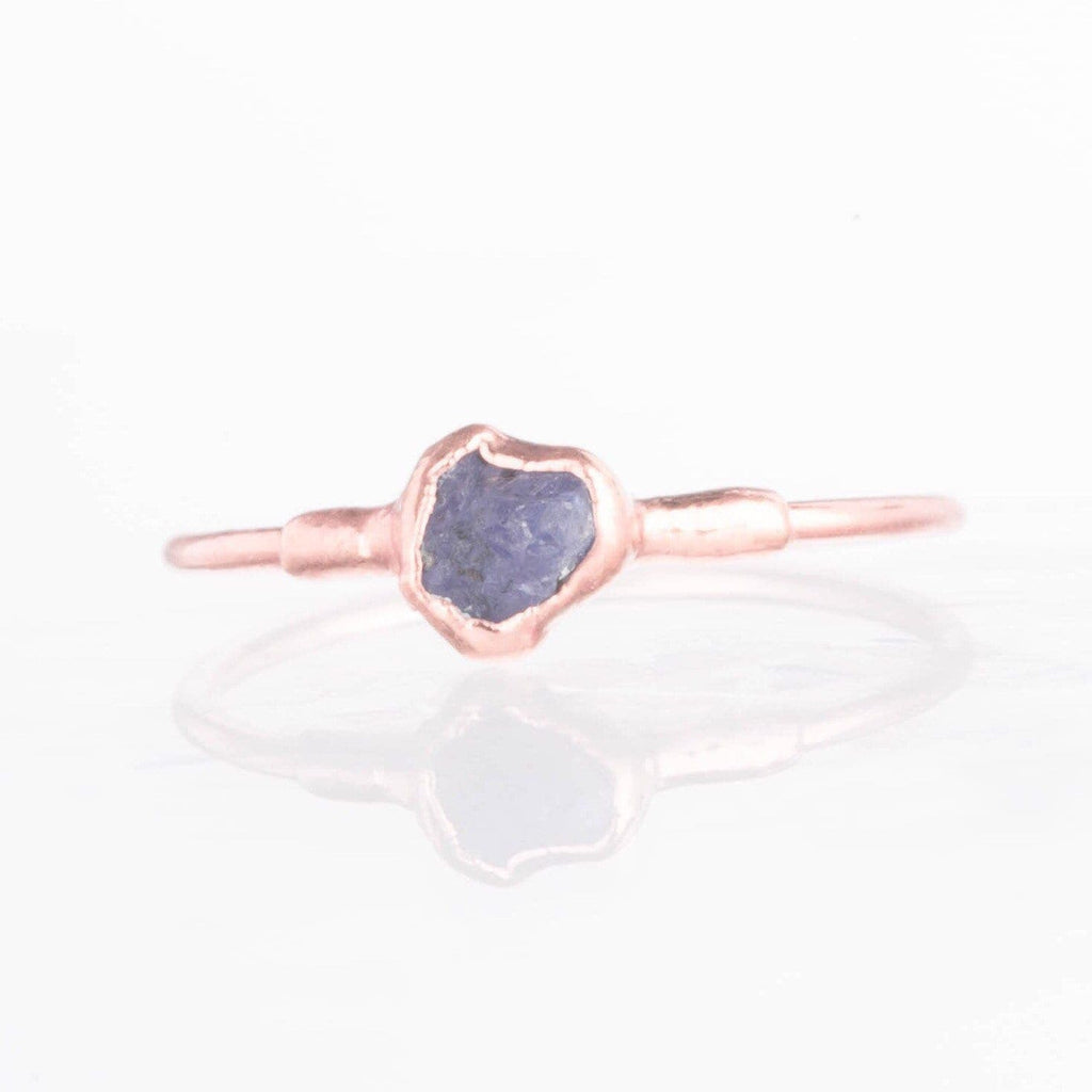 Dainty Raw Tanzanite Ring in Rose Gold