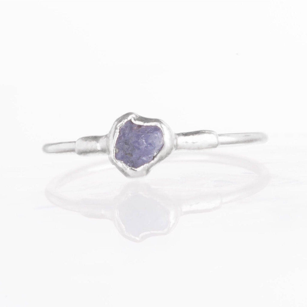 Dainty Raw Tanzanite Ring in Sterling Silver