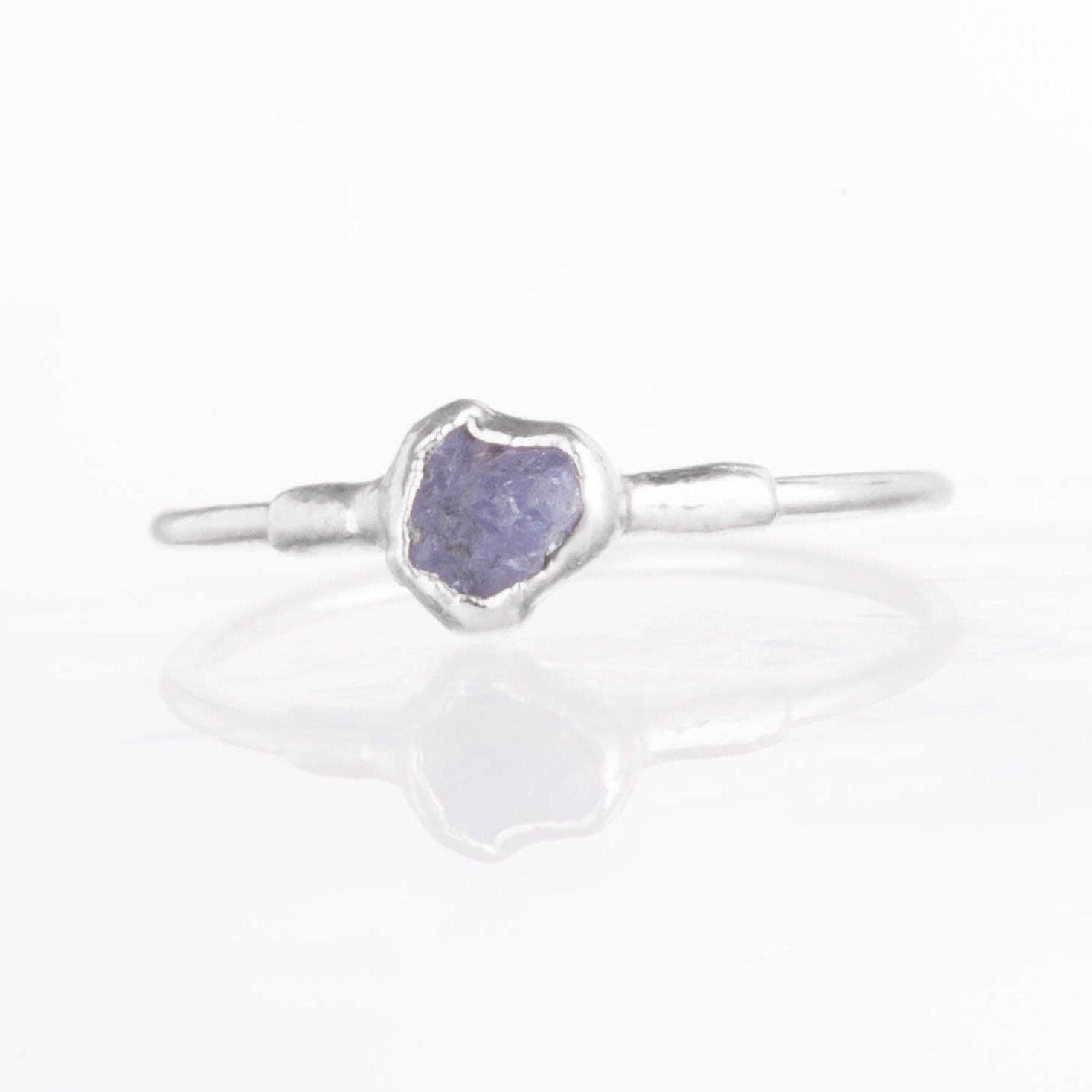 Dainty Raw Tanzanite Ring in Sterling Silver