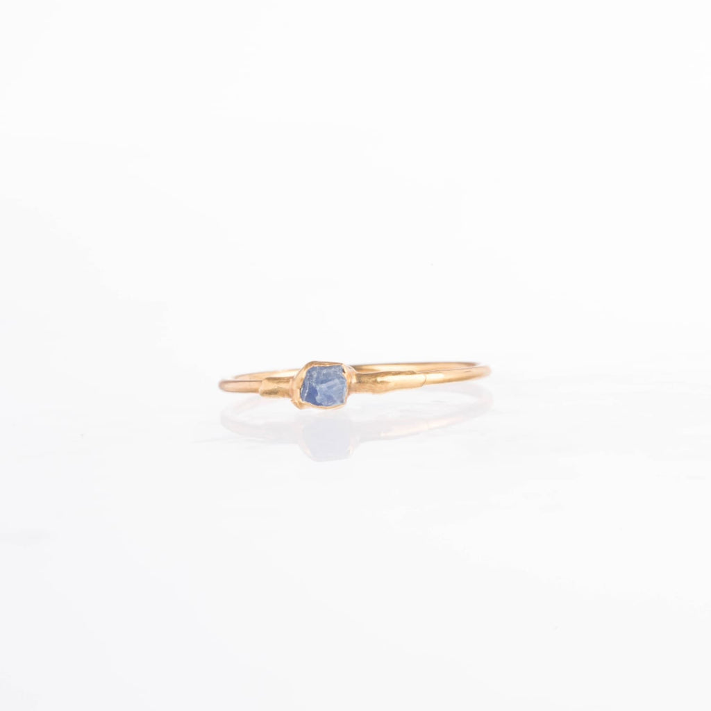 Dainty Raw Tanzanite Ring in Yellow Gold