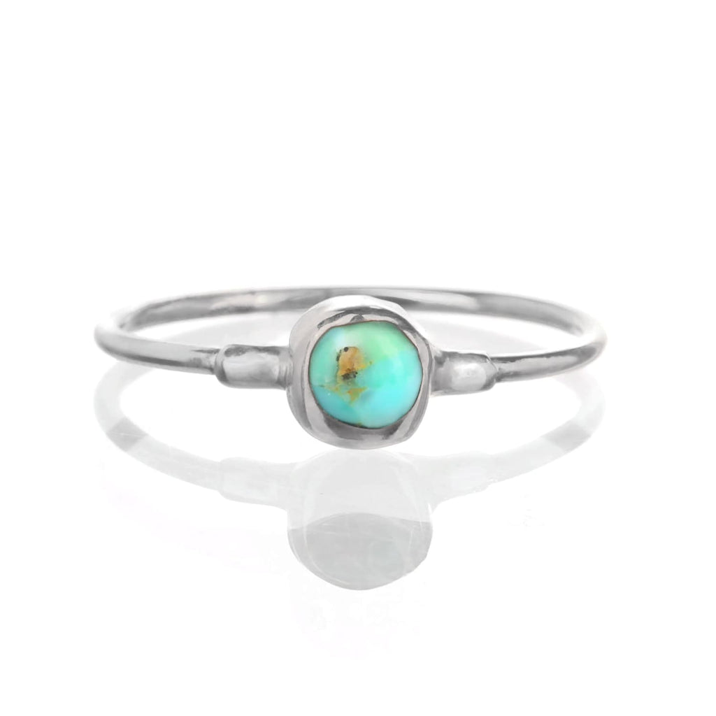 Dainty Raw Turquoise Ring in Sterling Silver