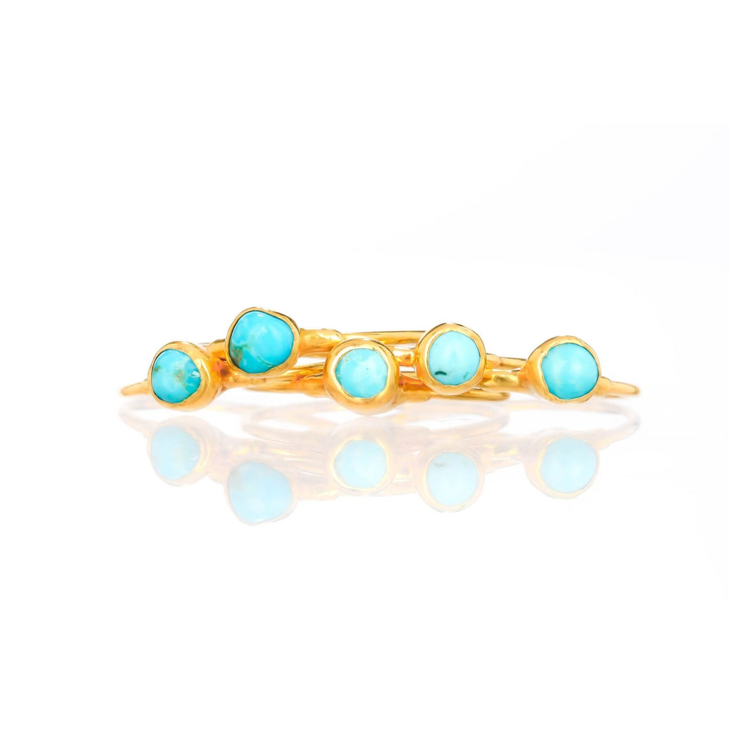 Dainty Raw Turquoise Ring in Yellow Gold