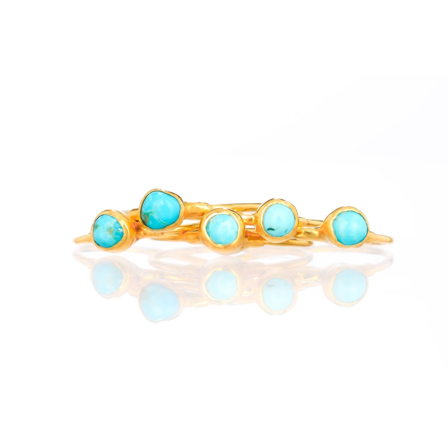 Dainty Raw Turquoise Ring in Yellow Gold