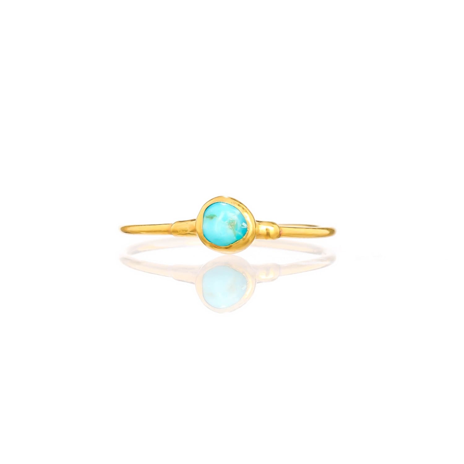 Dainty Raw Turquoise Ring in Yellow Gold