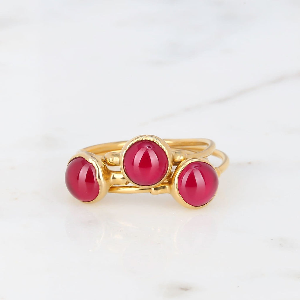 Dainty Ruby Ring, Created Ruby, Gold Minimalist Ring, Simple Ruby Engagement Ring, July Birthstone Ring, Stackable Zodiac Ring, • 24k Dip
