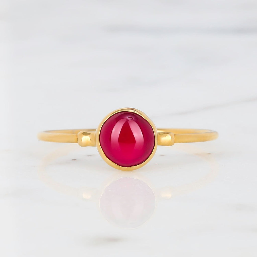 Dainty Ruby Ring, Created Ruby, Gold Minimalist Ring, Simple Ruby Engagement Ring, July Birthstone Ring, Stackable Zodiac Ring, • 24k Dip