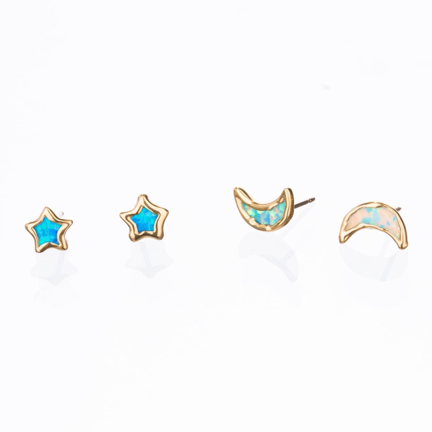Dainty Star Kyocera Opal Stud Earrings
