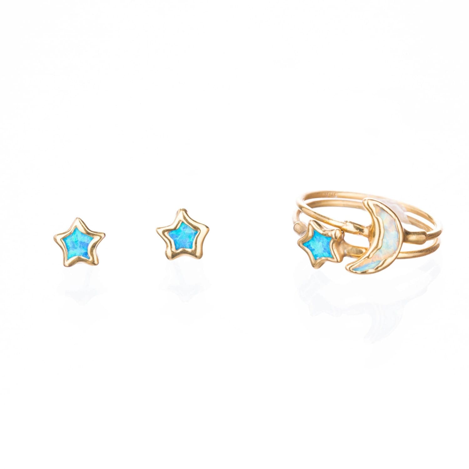 Dainty Star Kyocera Opal Stud Earrings