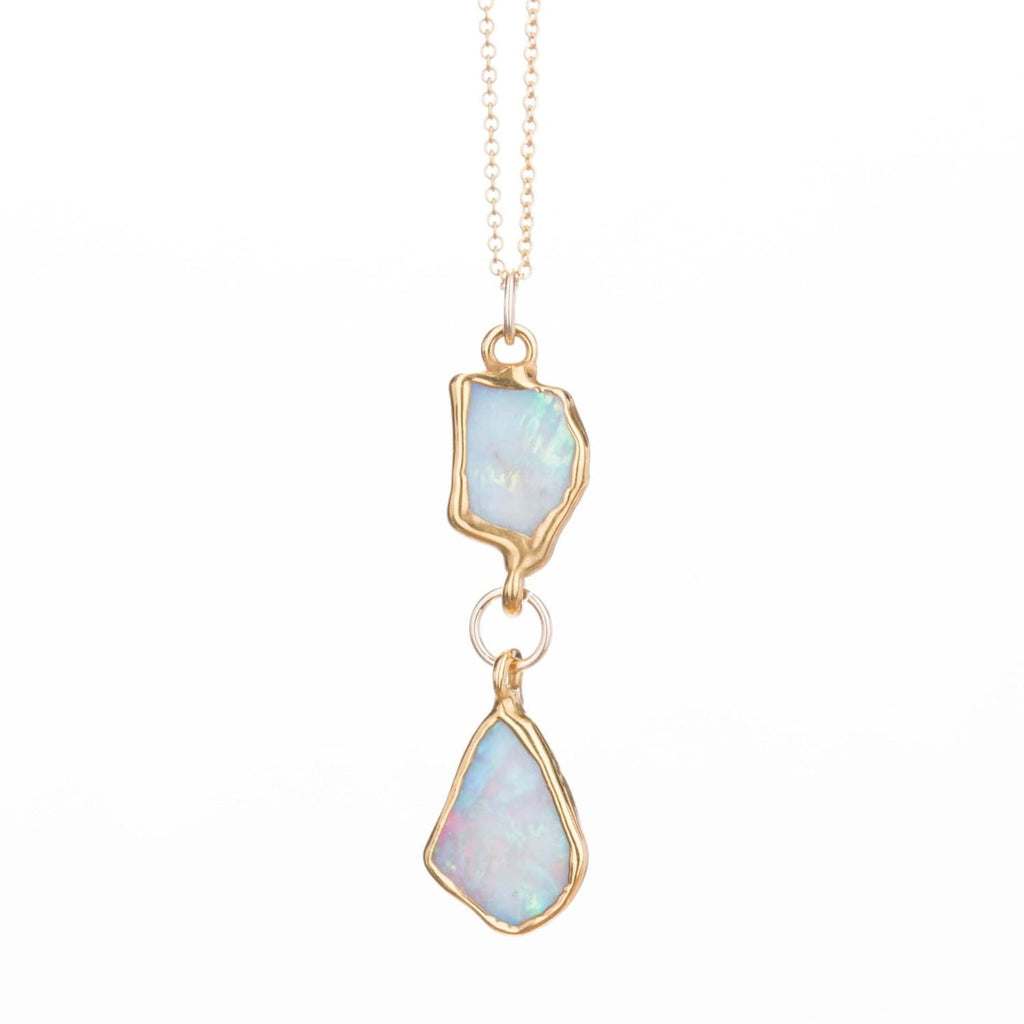 Double Drop Raw Opal Necklace