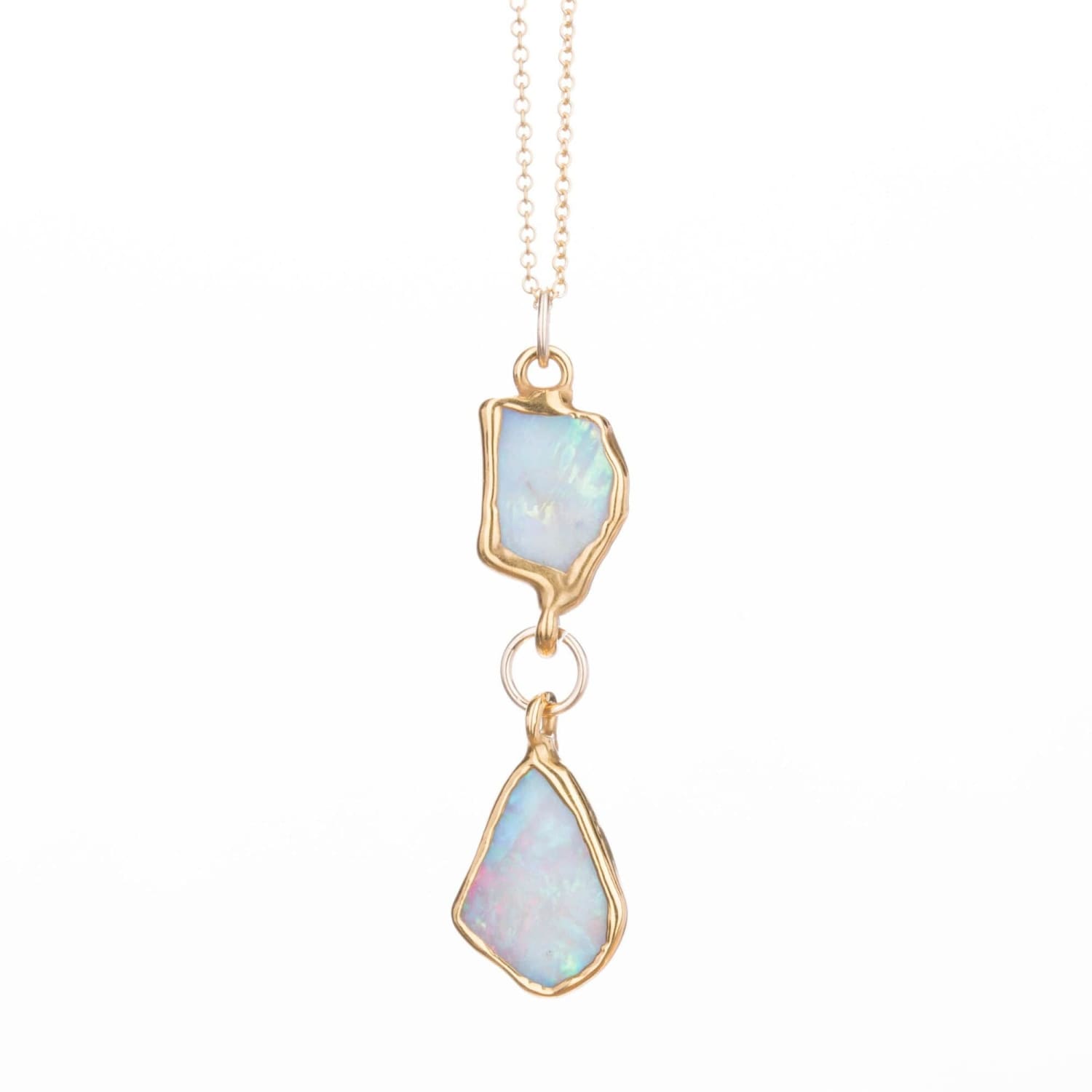 Double Drop Raw Opal Necklace