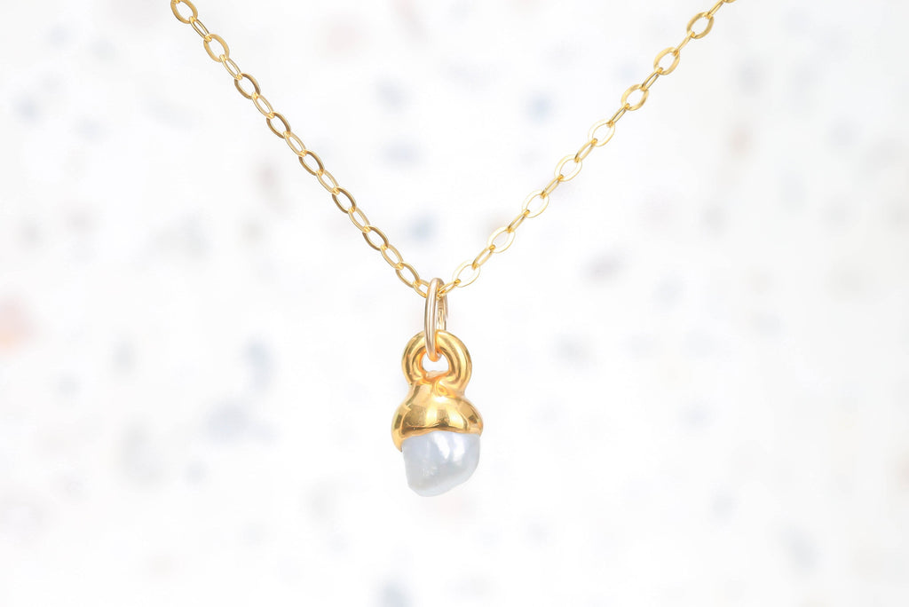 Raw Pearl Necklace • Gold Filled • June Birthstone • Real Pearl Drop Necklace • Cute Fall Jewelry • Perfect Raw Pearl Choker  • 24k Dip