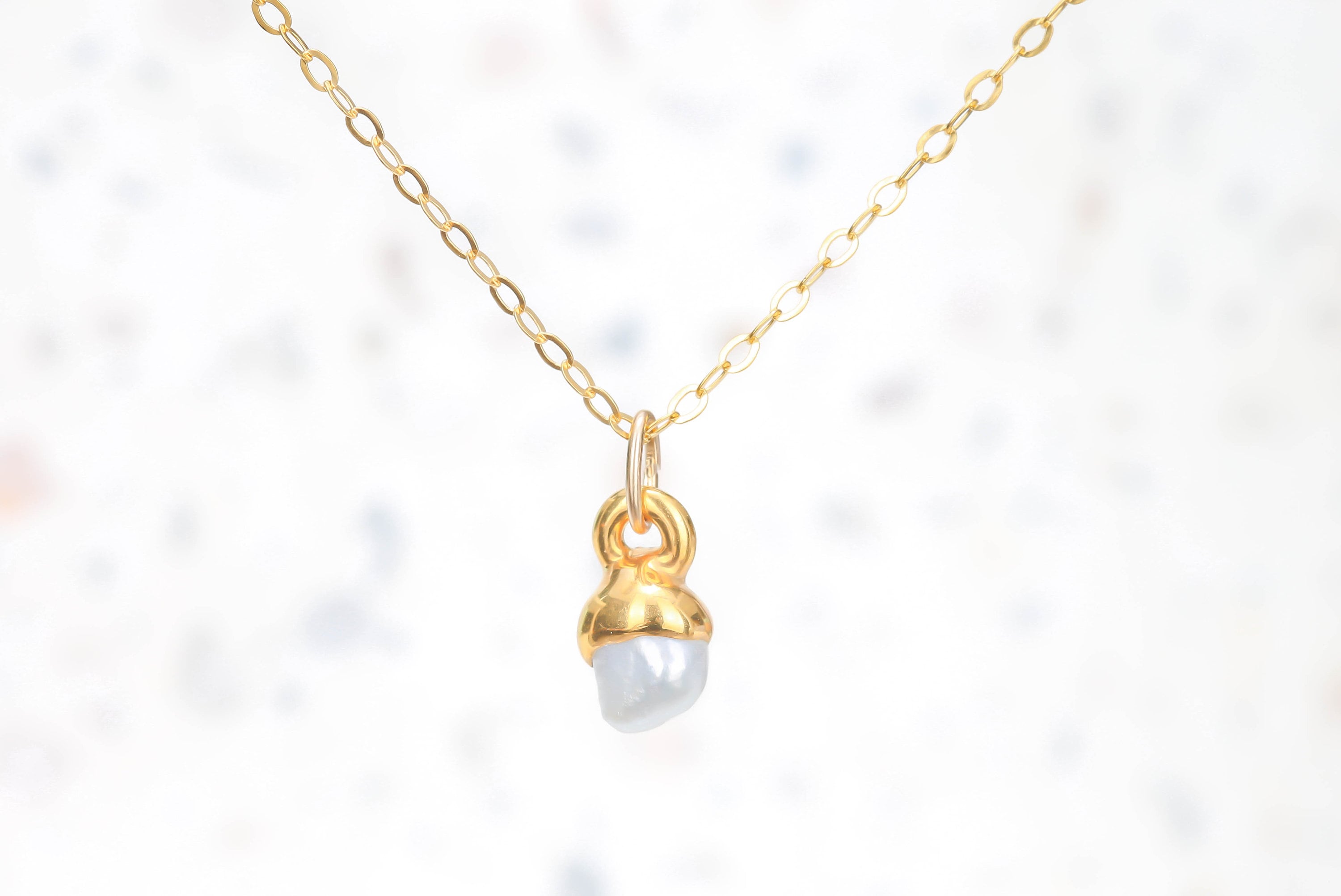 Raw Pearl Necklace • Gold Filled • June Birthstone • Real Pearl Drop Necklace • Cute Fall Jewelry • Perfect Raw Pearl Choker  • 24k Dip