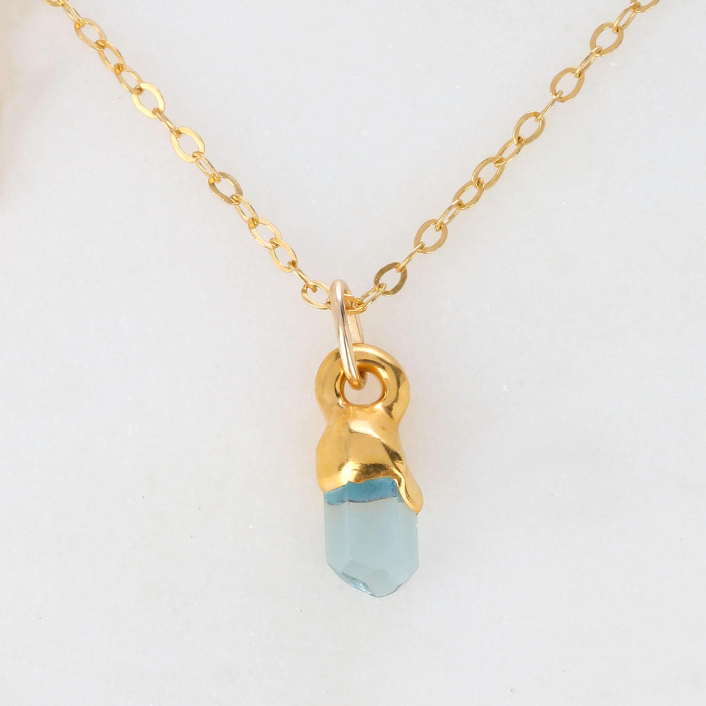 Raw Aquamarine Necklace, Birthstone Necklace, Pisces Necklace, Raw Gemstone Necklace Whimsigoth • 24k Dip • Handmade