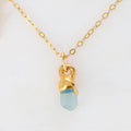 Raw Aquamarine Necklace, Birthstone Necklace, Pisces Necklace, Raw Gemstone Necklace Whimsigoth • 24k Dip • Handmade