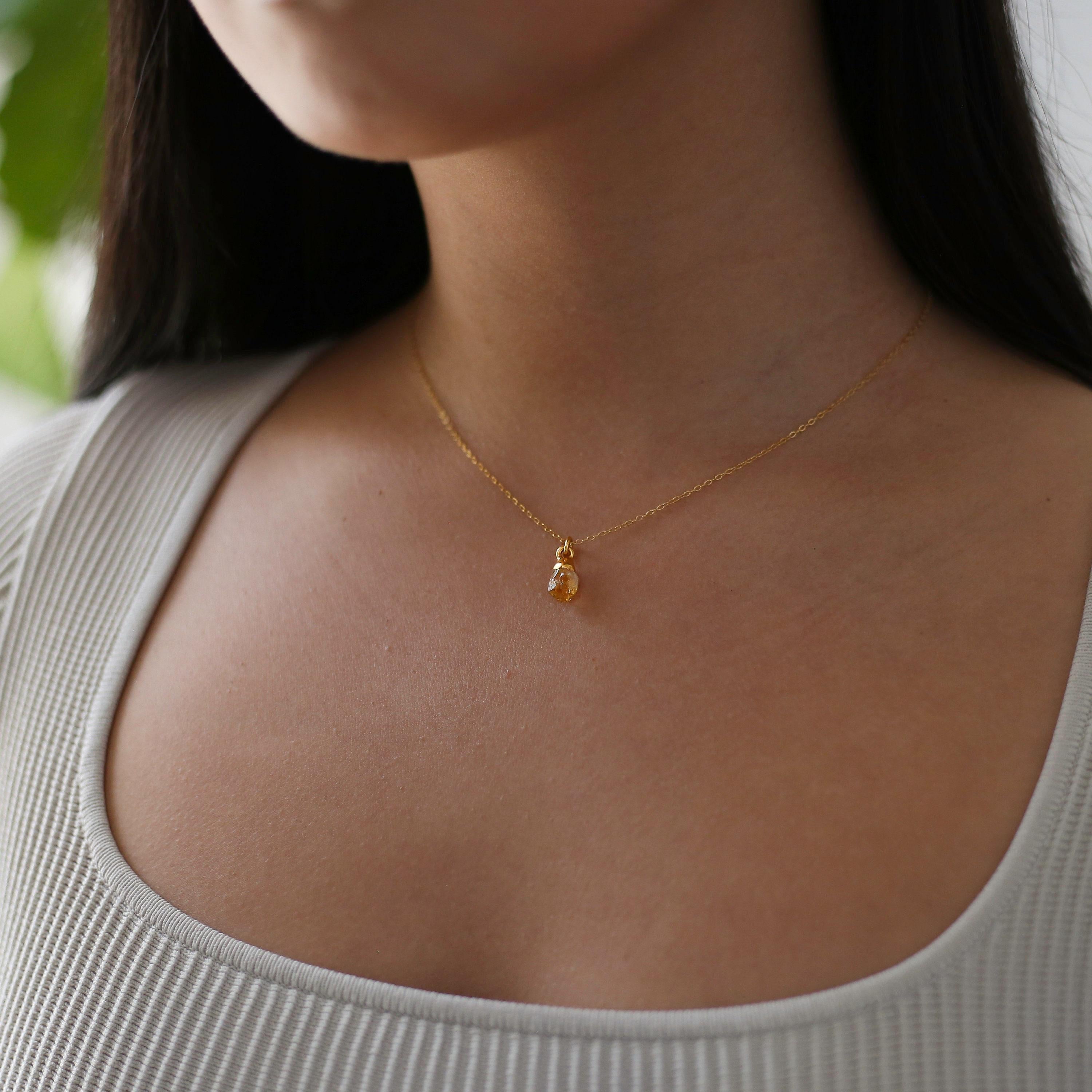 Dainty Raw Amethyst Necklace • Gold Filled Chain • February Birthstone • Aquarius • Handmade Witchy Fall Crystal Jewelry • Purple Gemstone