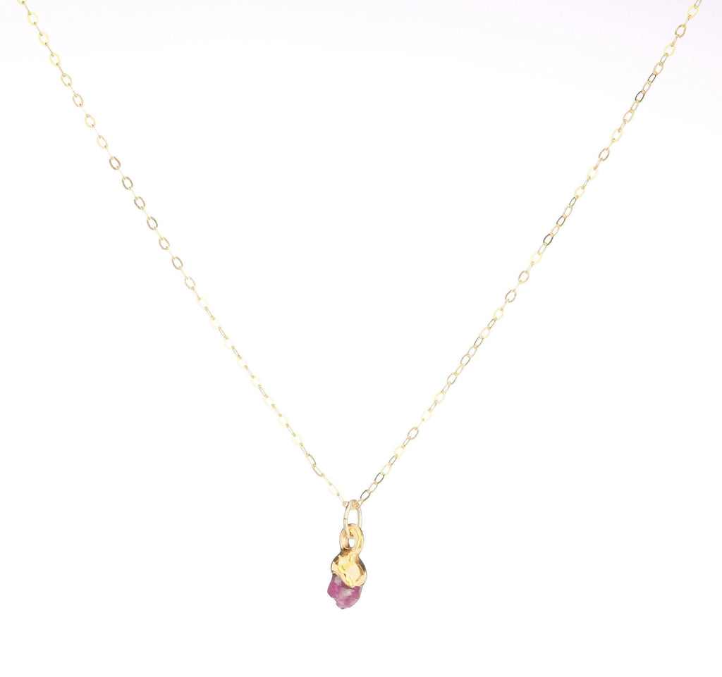 Raw Ruby Necklace, Birthstone Necklace, Cancer Necklace,  Necklace, Raw  Necklace, Delicate Necklace, Raw Gemstone Necklace • 24k Dip