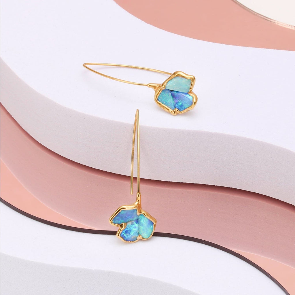 Edgy Opal Earrings • October Birthstone • Dangle Statement Earrings • Unique Gift for Her • Raw Gemstone Jewelry • Fall Jewelry • Ringcrush