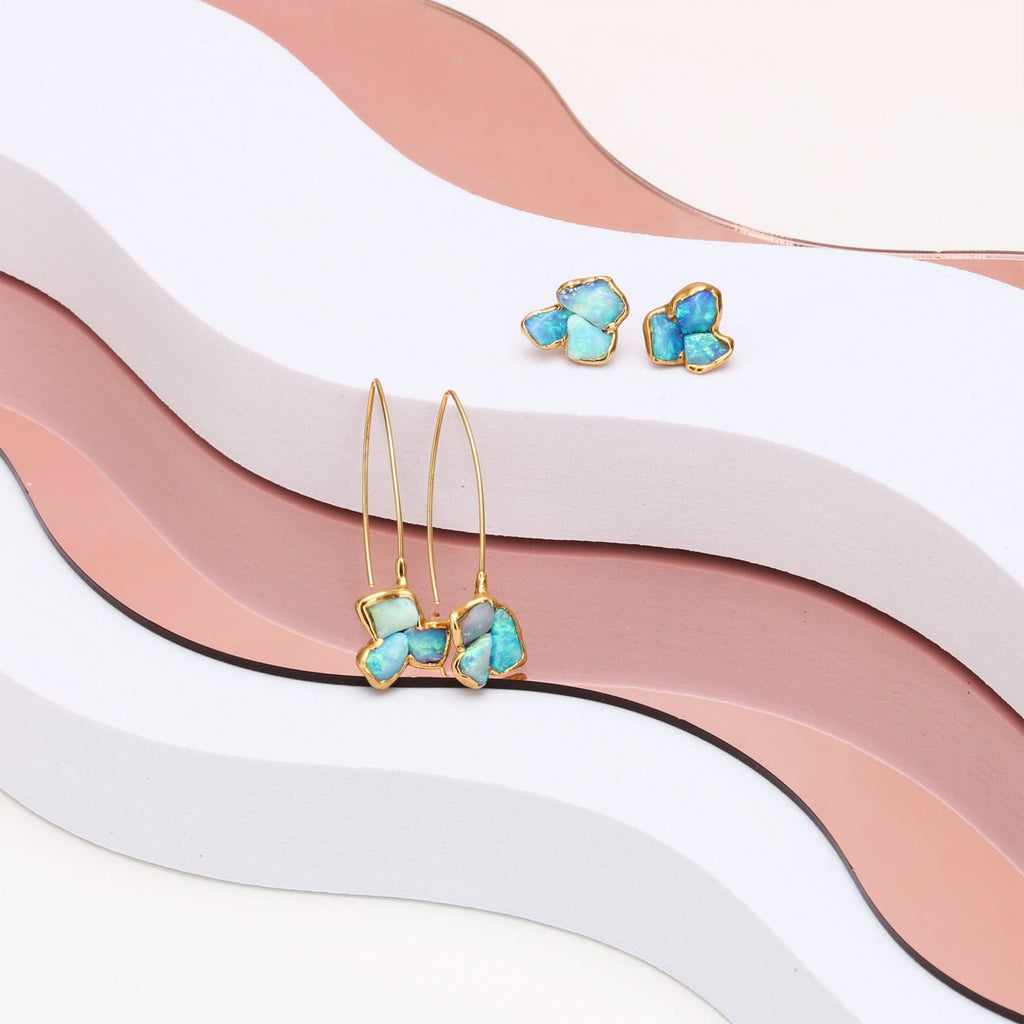 Edgy Opal Earrings • October Birthstone • Dangle Statement Earrings • Unique Gift for Her • Raw Gemstone Jewelry • Fall Jewelry • Ringcrush