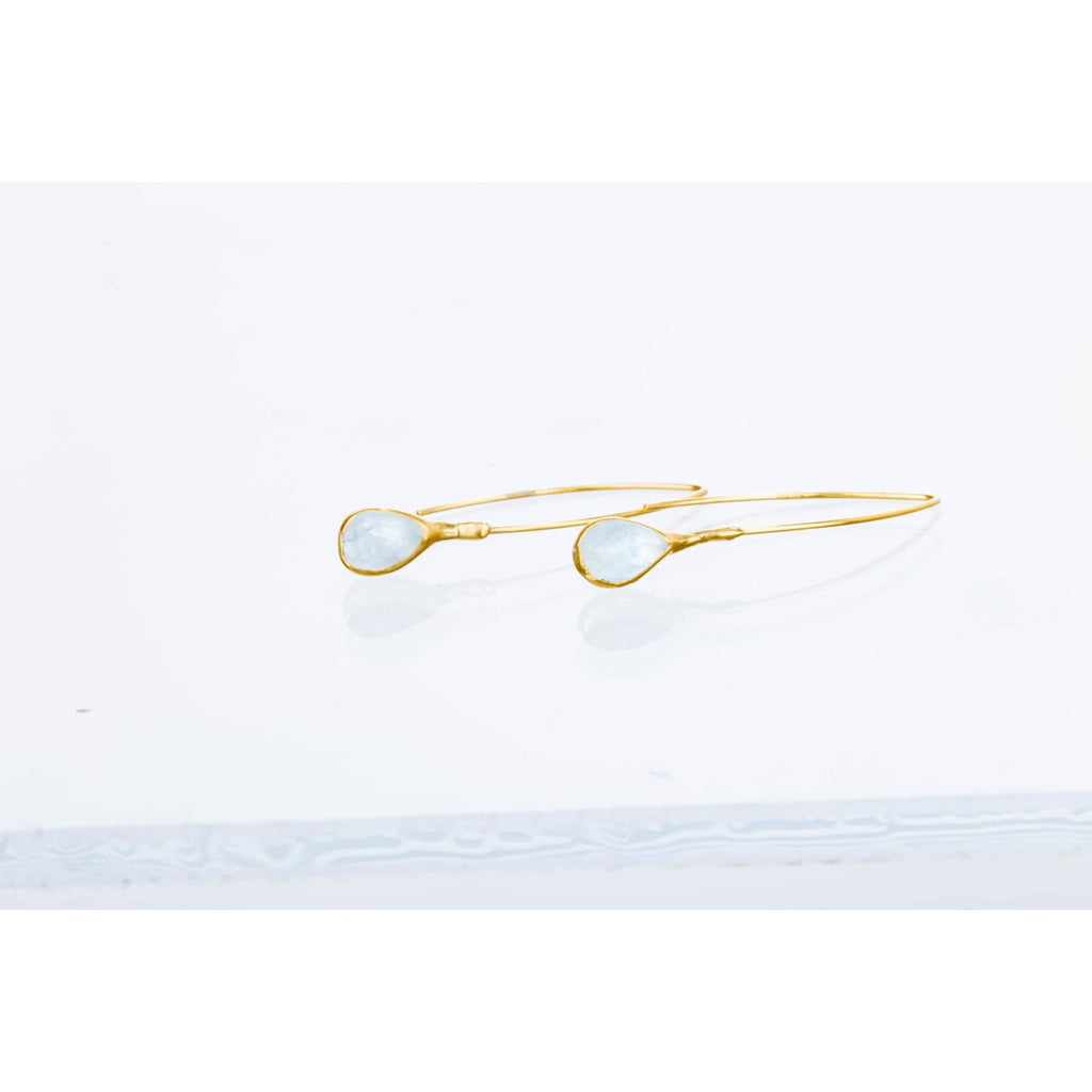 Edgy Rain Drop Rainbow Moonstone Earrings