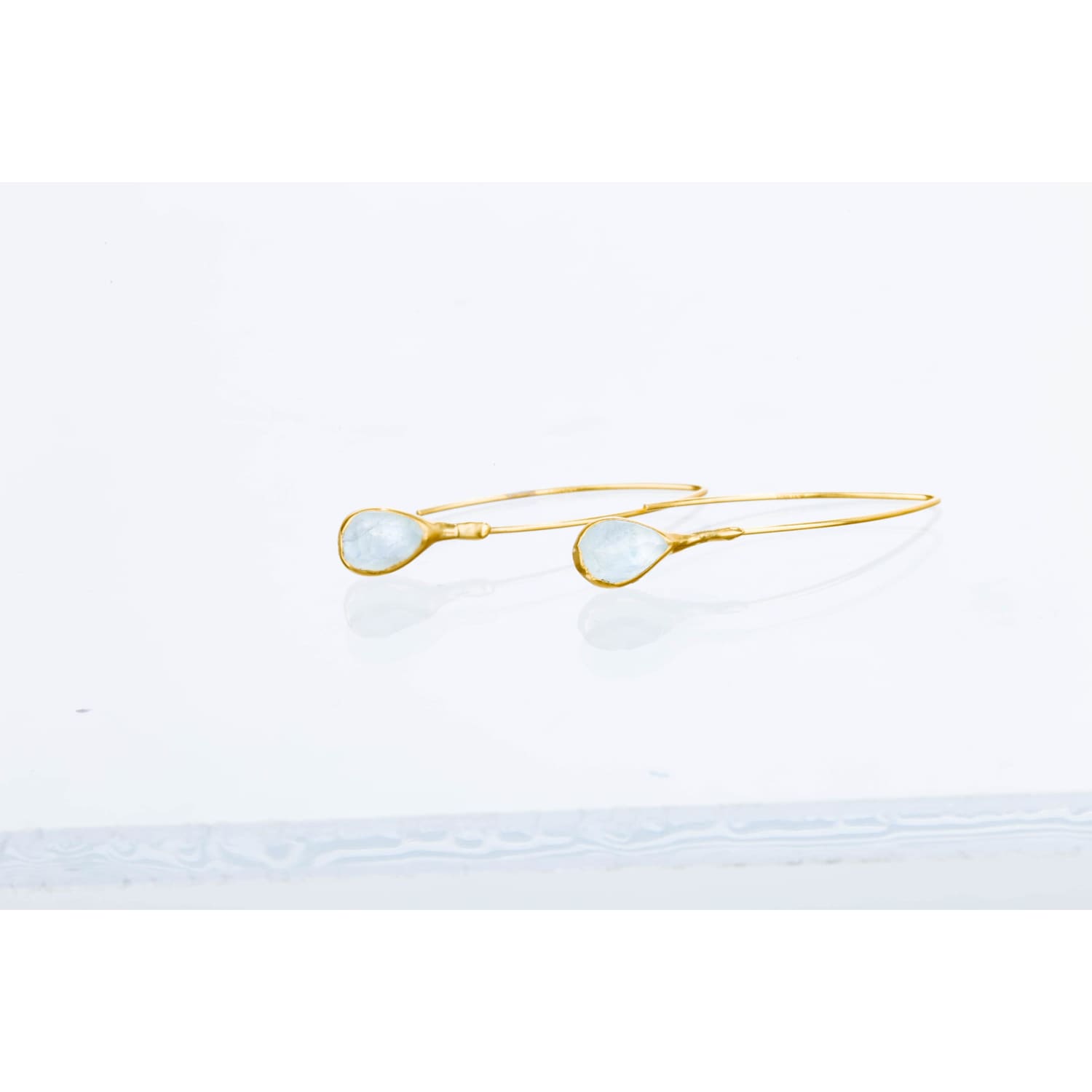 Edgy Rain Drop Rainbow Moonstone Earrings